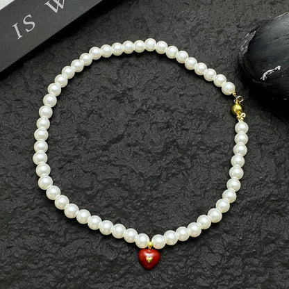 Accessories Vintage French Court Pearl Necklace With Heart Pendant