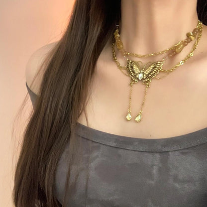 Accessories Vintage Golden Butterfly Tassel Necklace