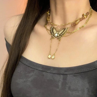 Accessories Vintage Golden Butterfly Tassel Necklace