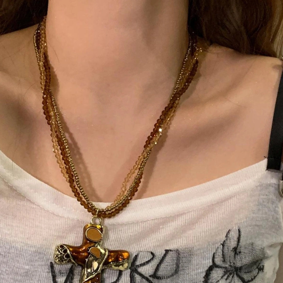 Accessories Vintage Gothic Layered Cross Pendant Necklace