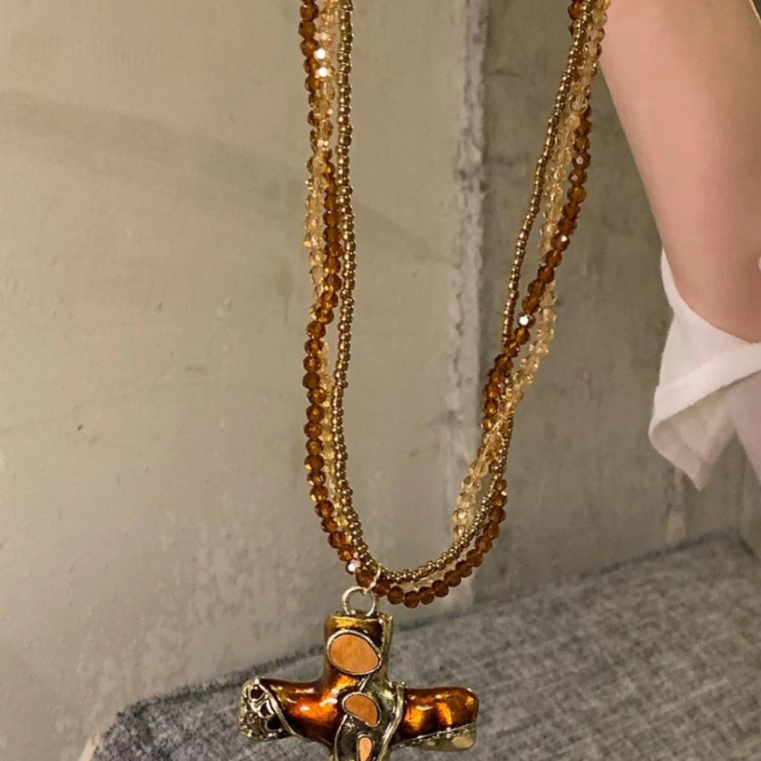 Accessories Vintage Gothic Layered Cross Pendant Necklace