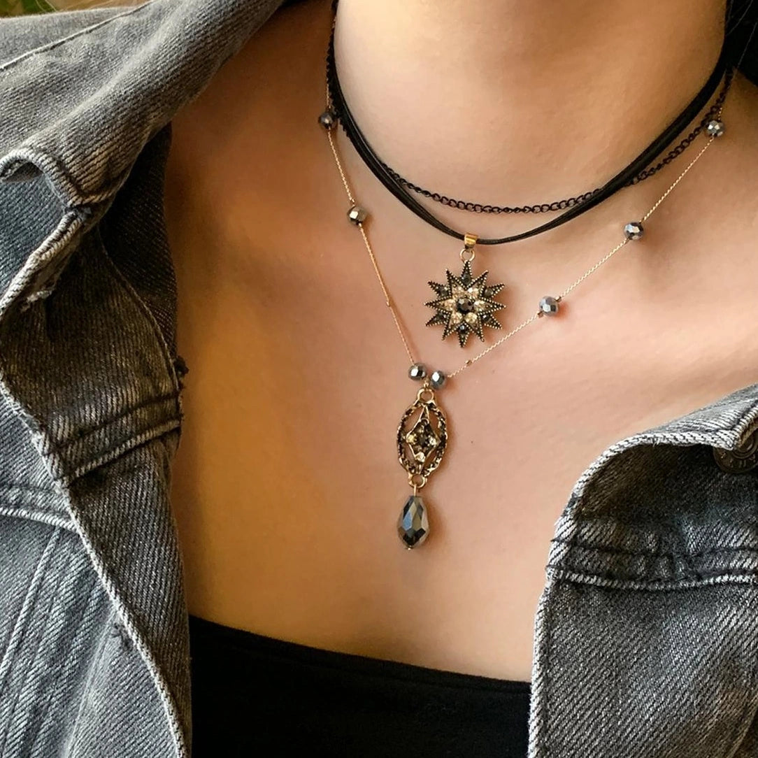 Accessories Vintage Gothic Layered Leather Choker