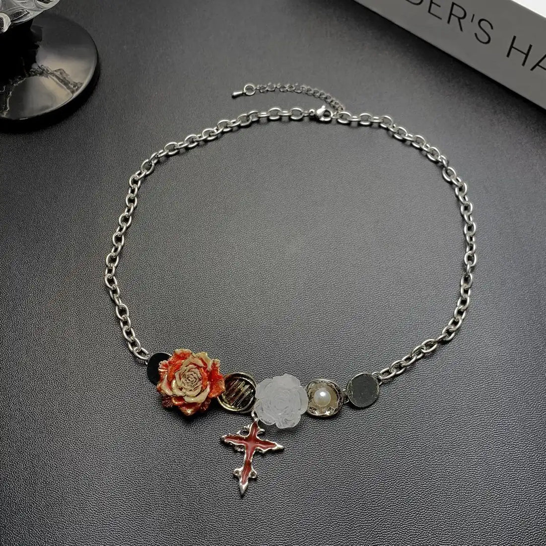 Accessories Vintage Gothic Rose Cross Choker Necklace
