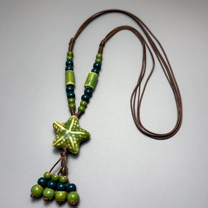 Accessories Vintage Green Star Beaded Ethnic Choker Necklace