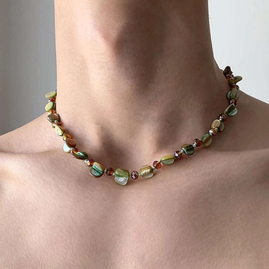 Accessories Vintage Green Stone Beaded Choker Necklace