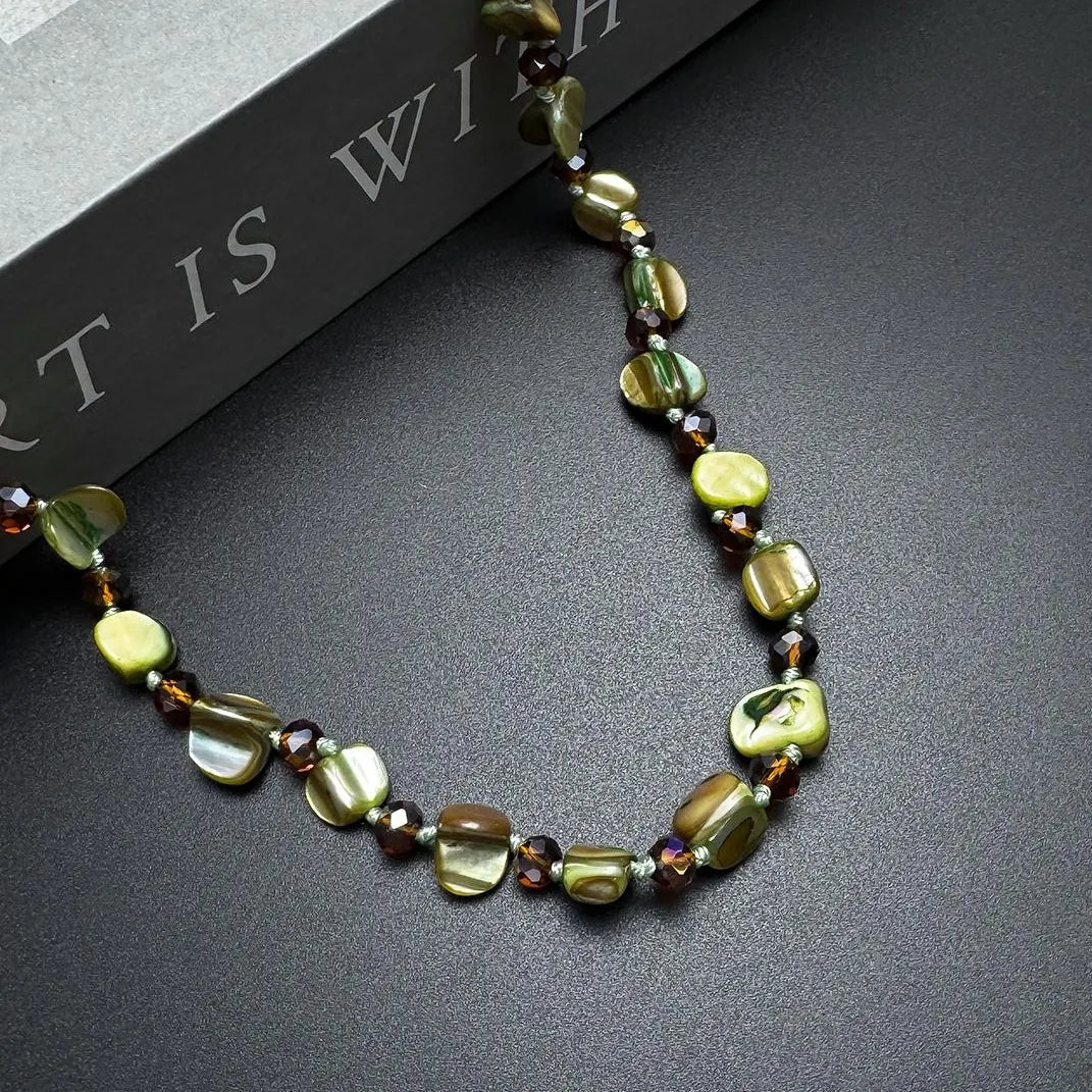 Accessories Vintage Green Stone Beaded Choker Necklace