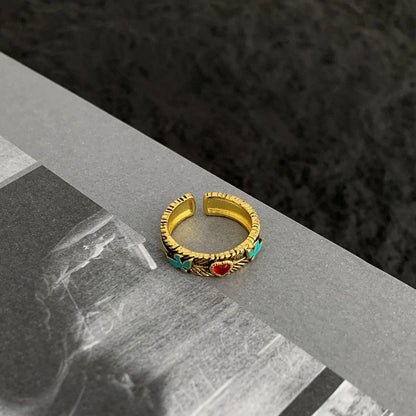 Accessories Vintage Heart Bird Antique Gold Ring
