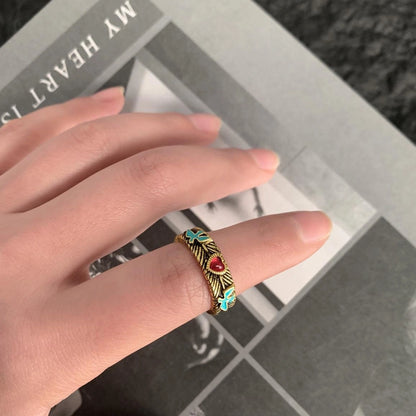 Accessories Vintage Heart Bird Antique Gold Ring