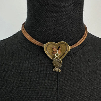 Accessories Vintage Kitten Locket Necklace With Heart Charm