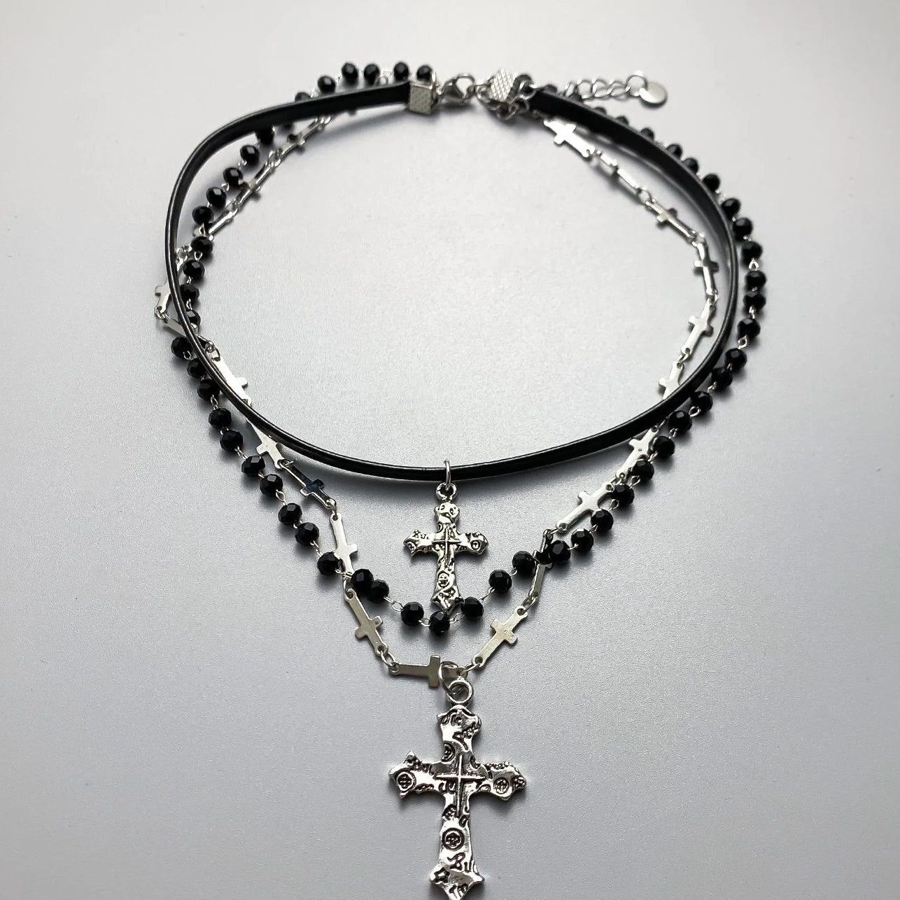 Accessories Vintage Layered Cross Bead Necklace