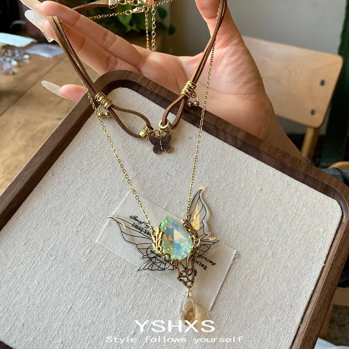 Accessories Vintage Layered Necklace With Heart Wing Pendant