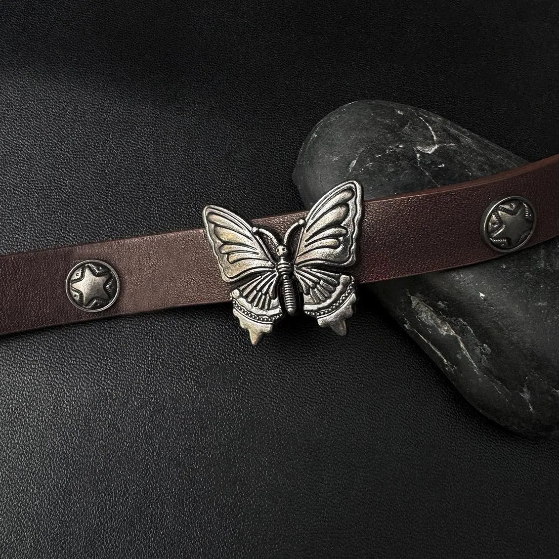 Accessories Vintage Leather Butterfly Choker Necklace