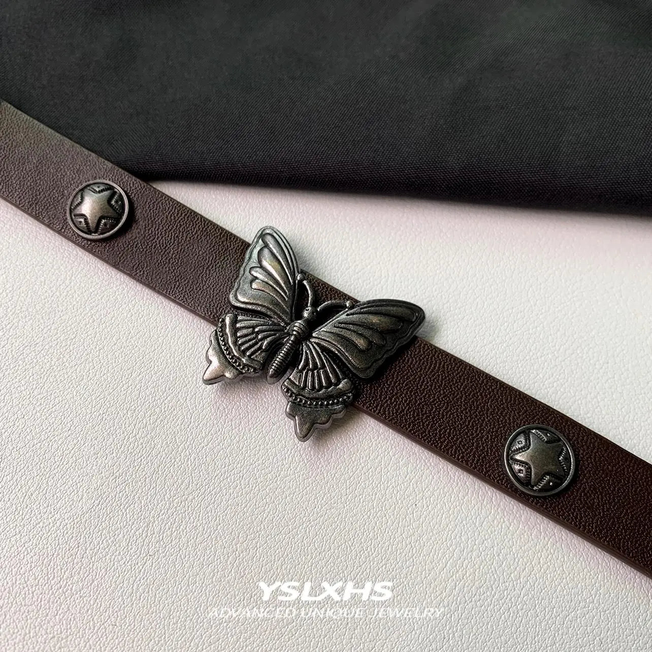 Accessories Vintage Leather Butterfly Choker Necklace