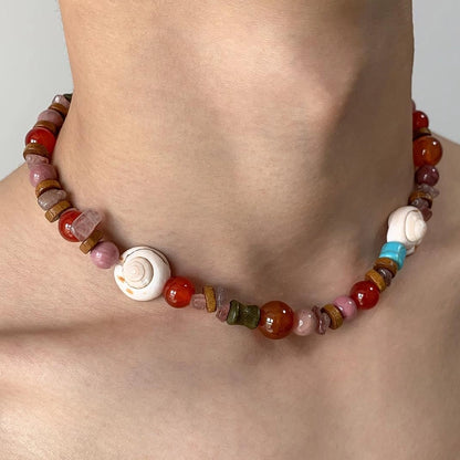 Accessories Vintage Natural Stone Wood Bead Ethnic Necklace