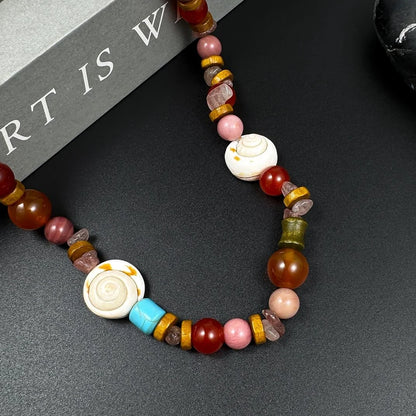 Accessories Vintage Natural Stone Wood Bead Ethnic Necklace