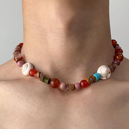 Accessories Vintage Natural Stone Wood Bead Ethnic Necklace