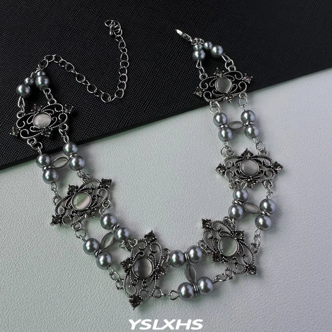 Accessories Vintage Pearl & Cat Eye Choker Necklace