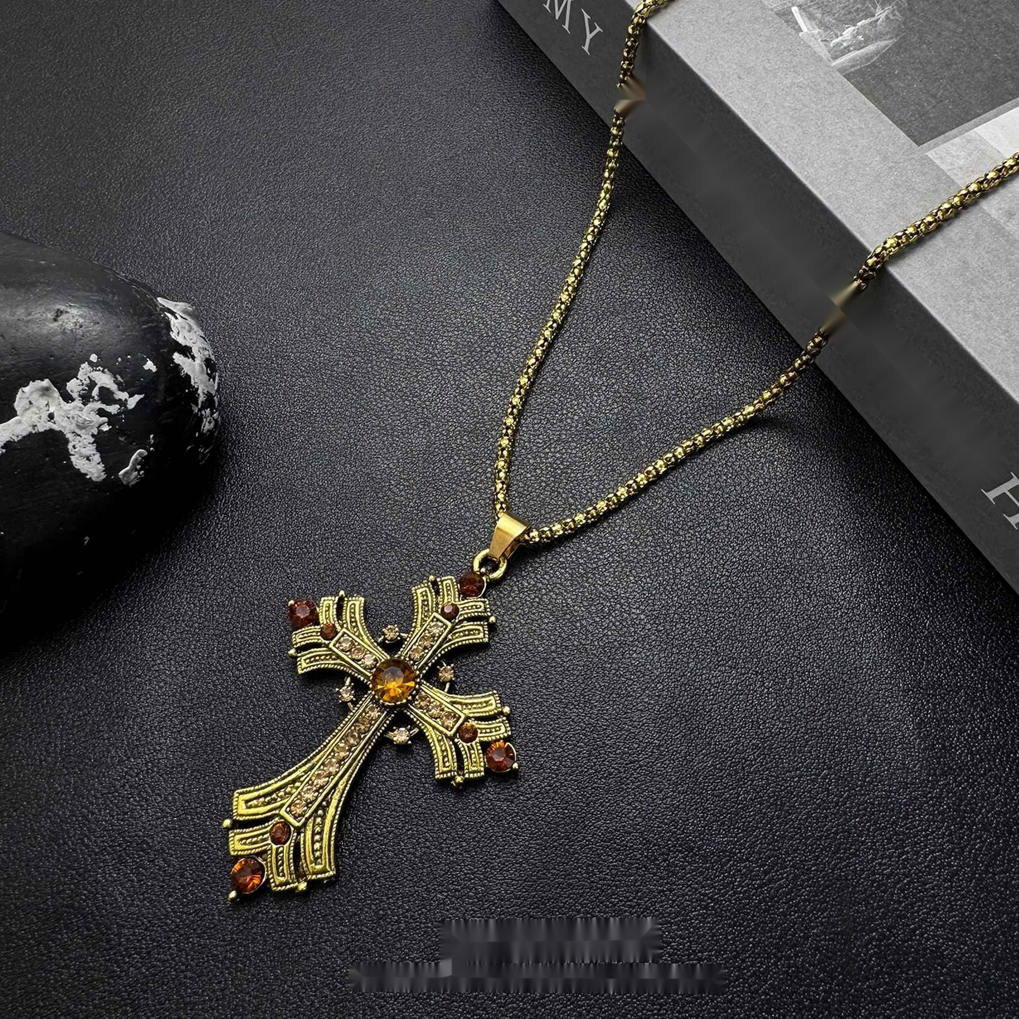 Accessories_Vintage_Punk_Cross_Necklace_With_Gold_Rhinestones_MISSTT