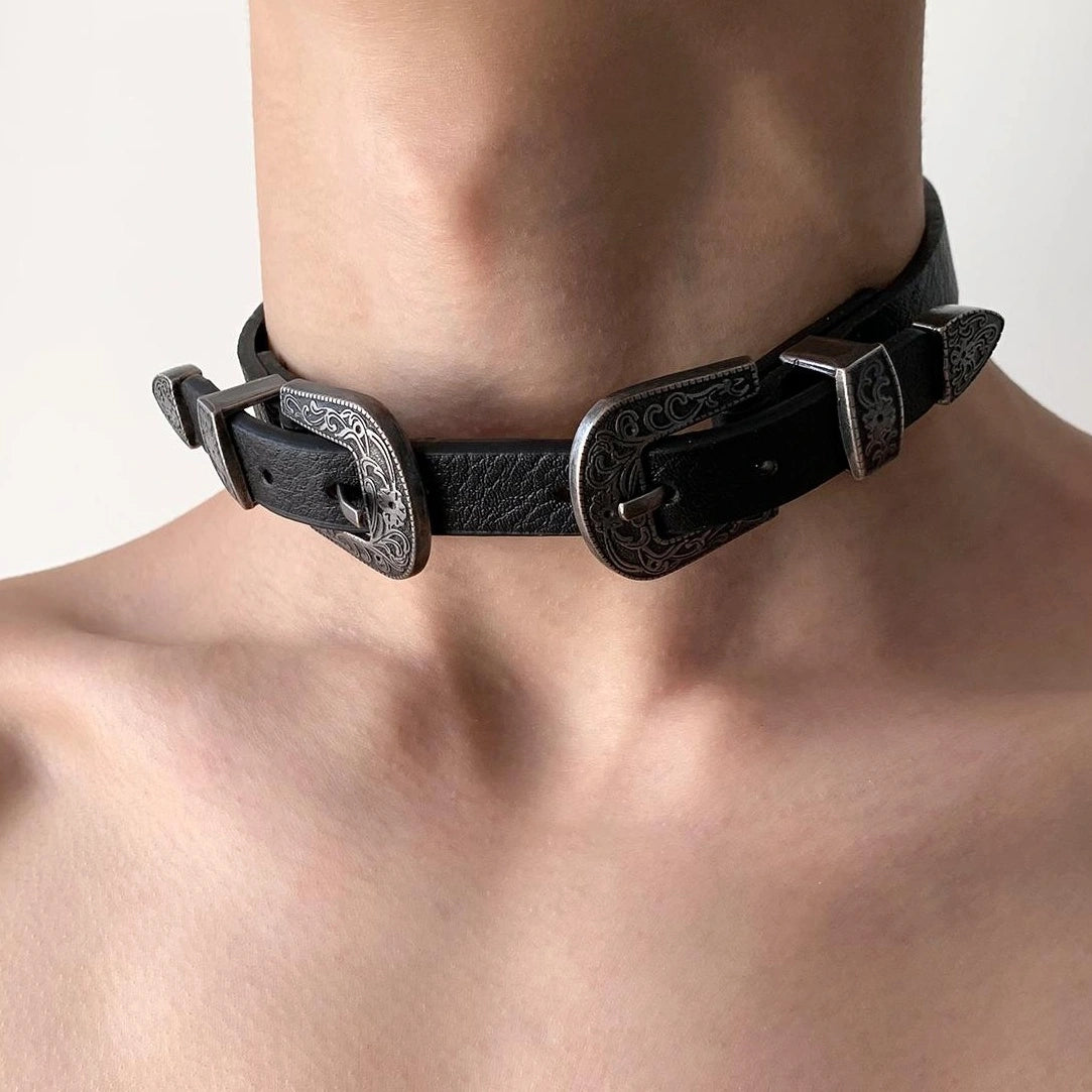 Accessories Vintage Punk Leather Choker Necklace