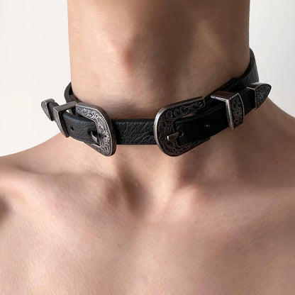 Accessories Vintage Punk Leather Choker Necklace