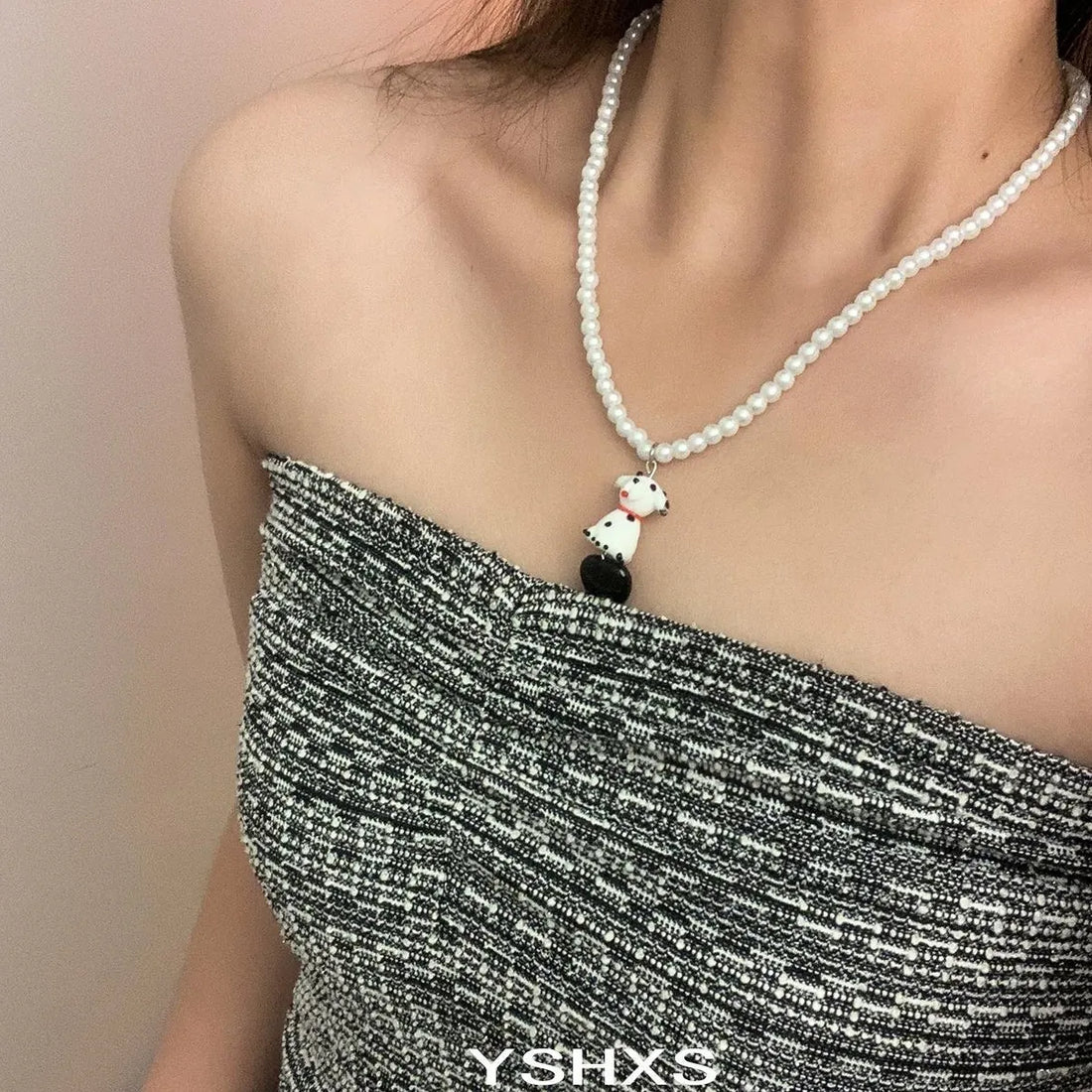 Accessories Vintage Puppy Pearl Pendant Necklace
