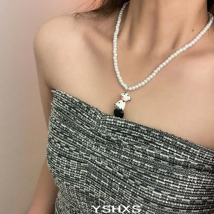 Accessories Vintage Puppy Pearl Pendant Necklace