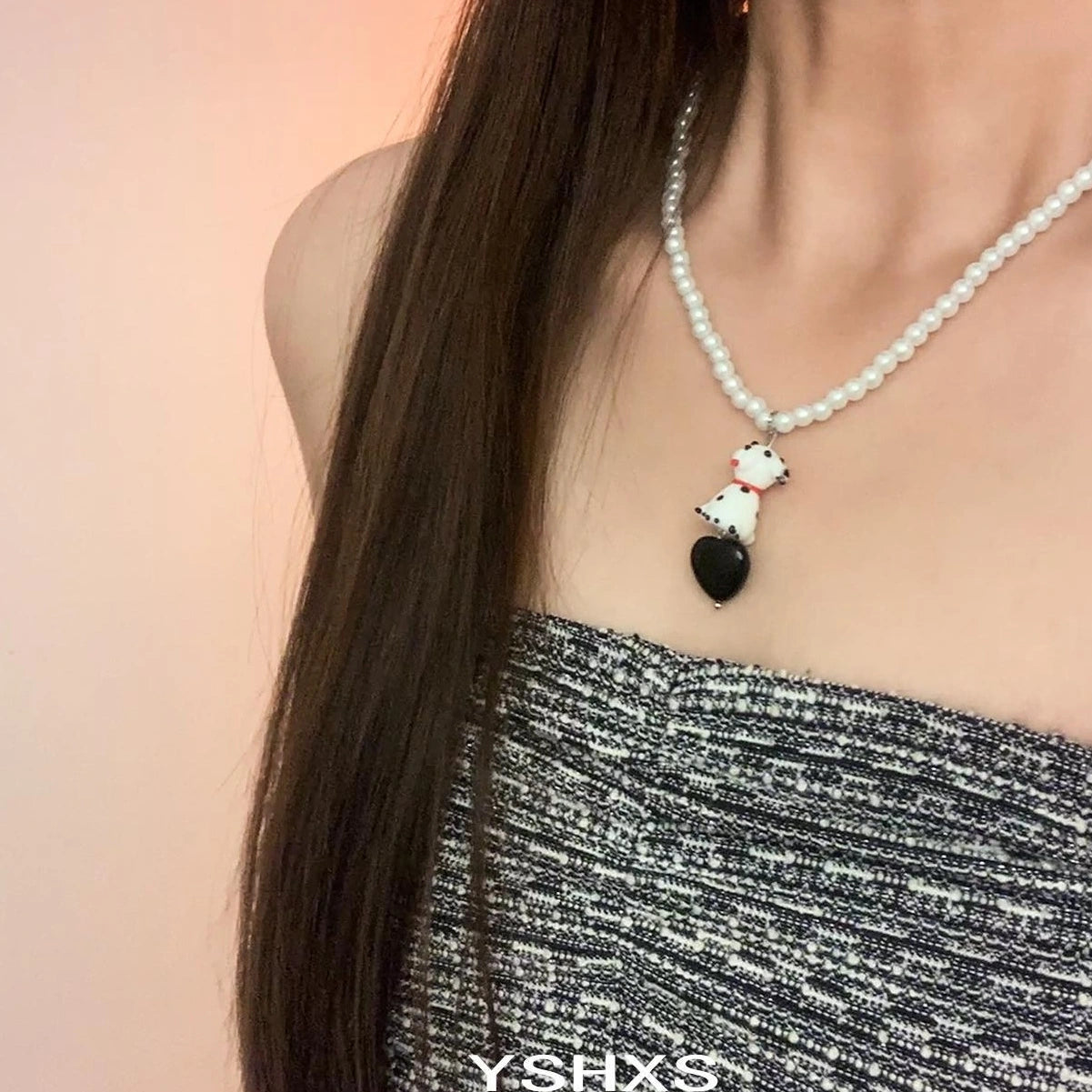 Accessories Vintage Puppy Pearl Pendant Necklace