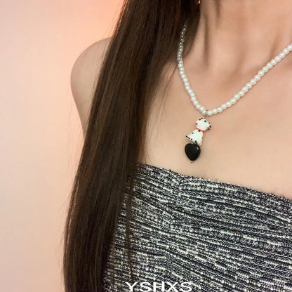 Accessories Vintage Puppy Pearl Pendant Necklace