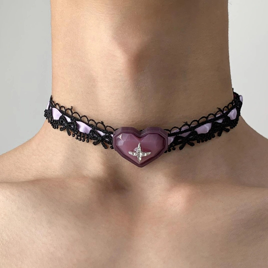 Accessories Vintage Purple Lace Star Choker