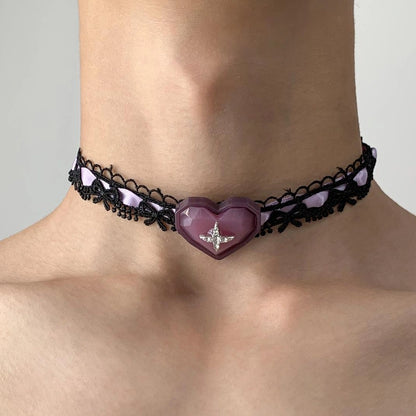 Accessories Vintage Purple Lace Star Choker