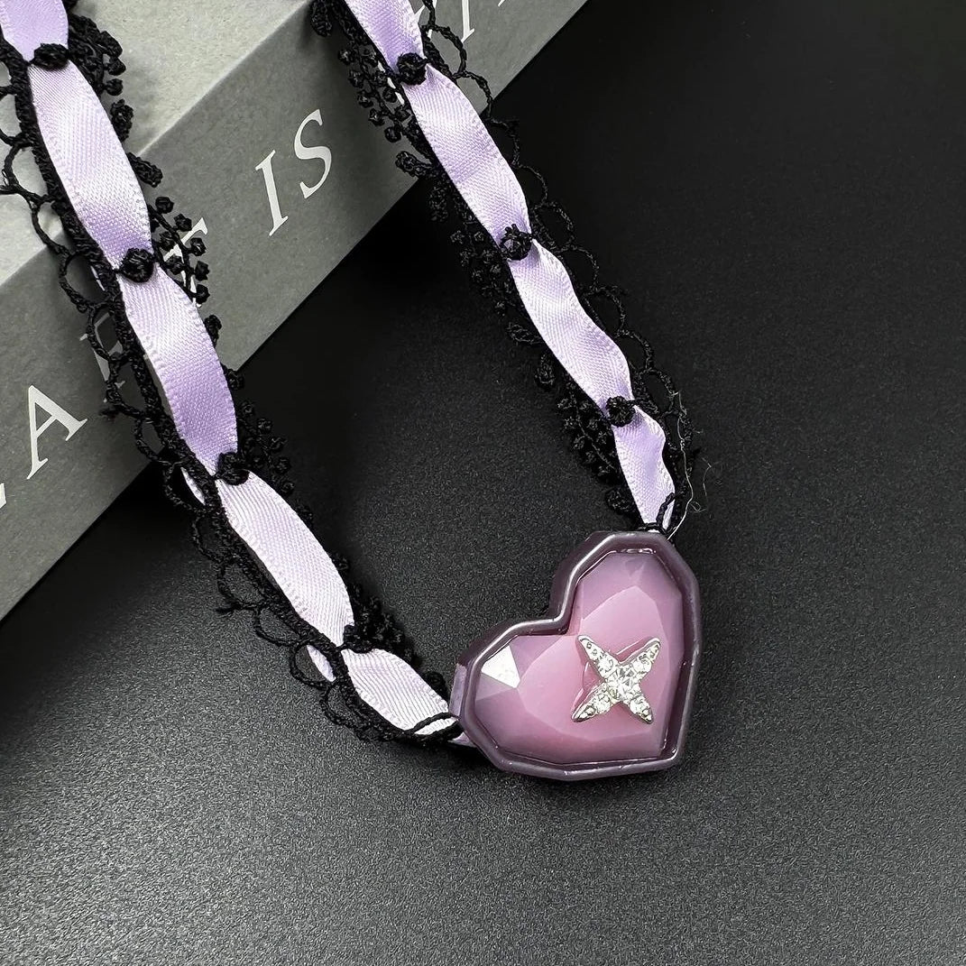 Accessories Vintage Purple Lace Star Choker