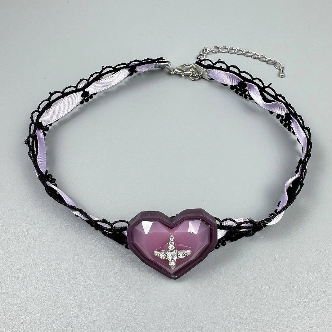 Accessories Vintage Purple Lace Star Choker