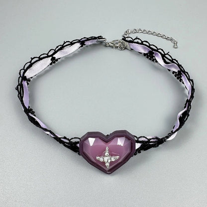 Accessories Vintage Purple Lace Star Choker