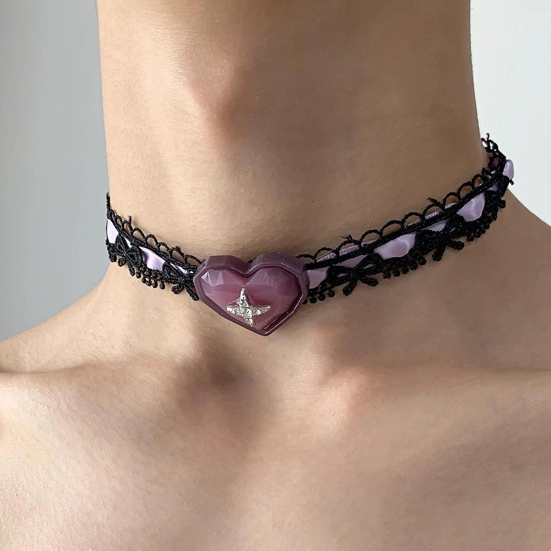Accessories Vintage Purple Lace Star Choker