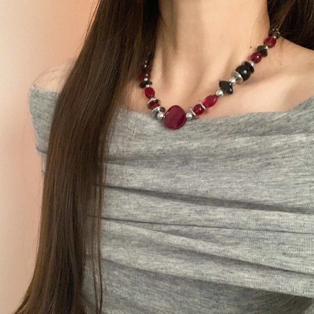 Accessories Vintage Red Beaded Choker Necklace