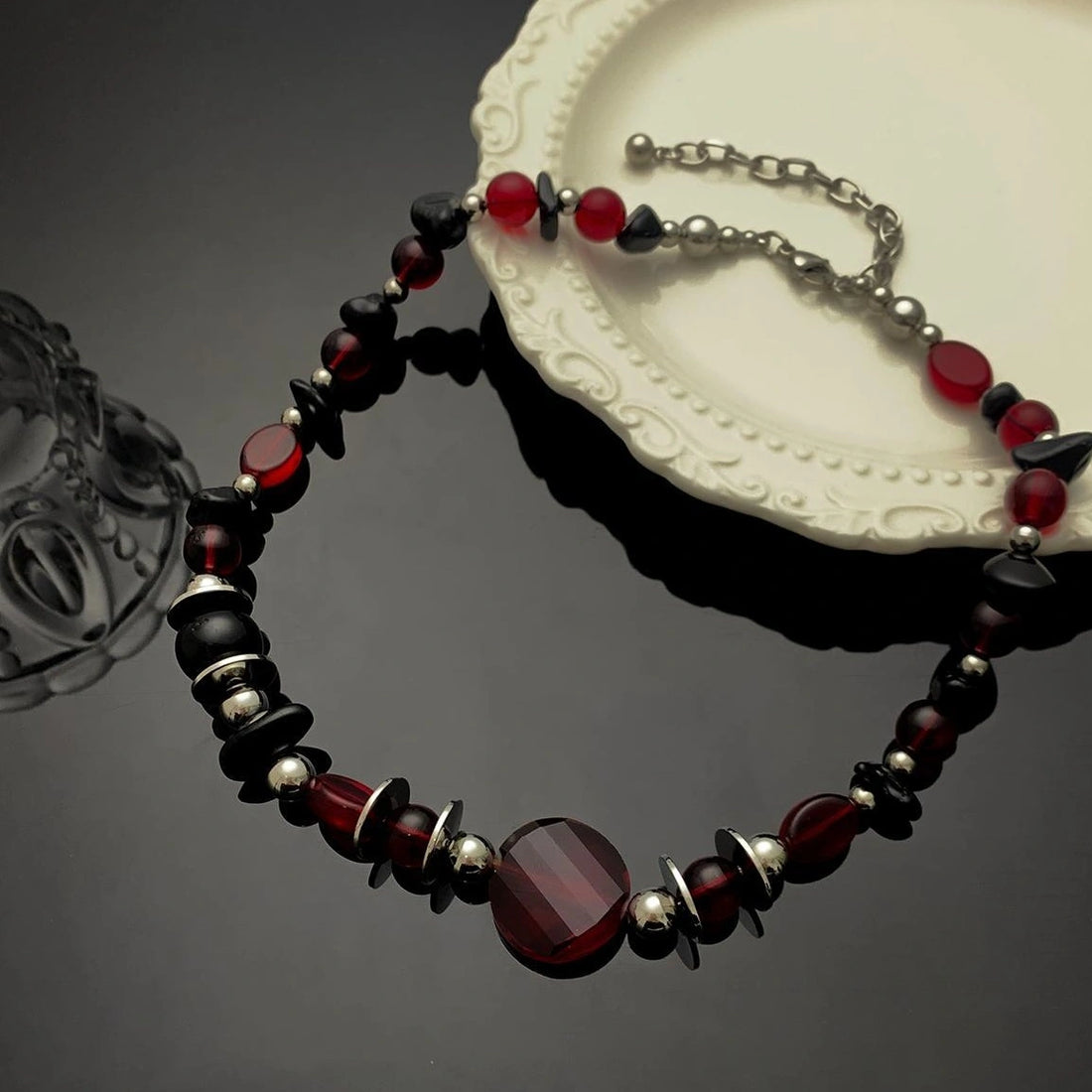 Accessories Vintage Red Beaded Choker Necklace