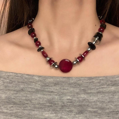 Accessories Vintage Red Beaded Choker Necklace