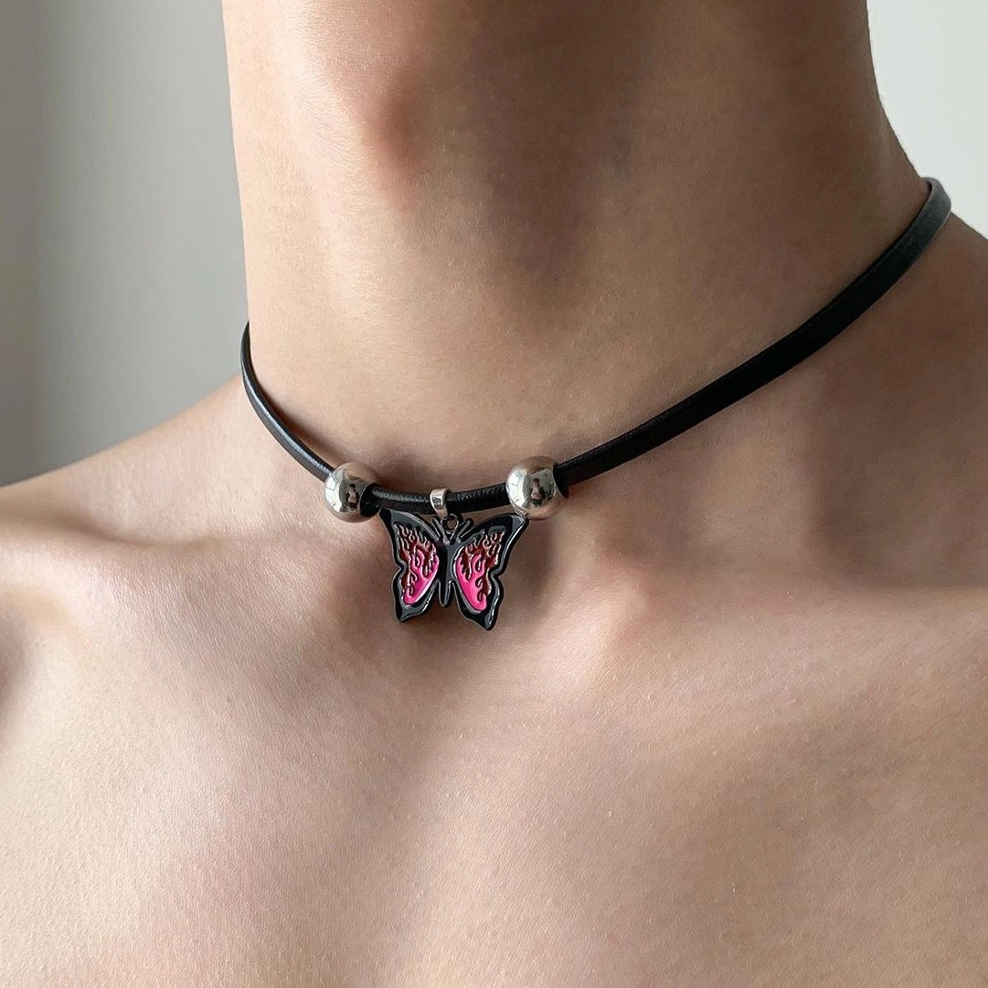 Accessories Vintage Red Butterfly Choker Necklace