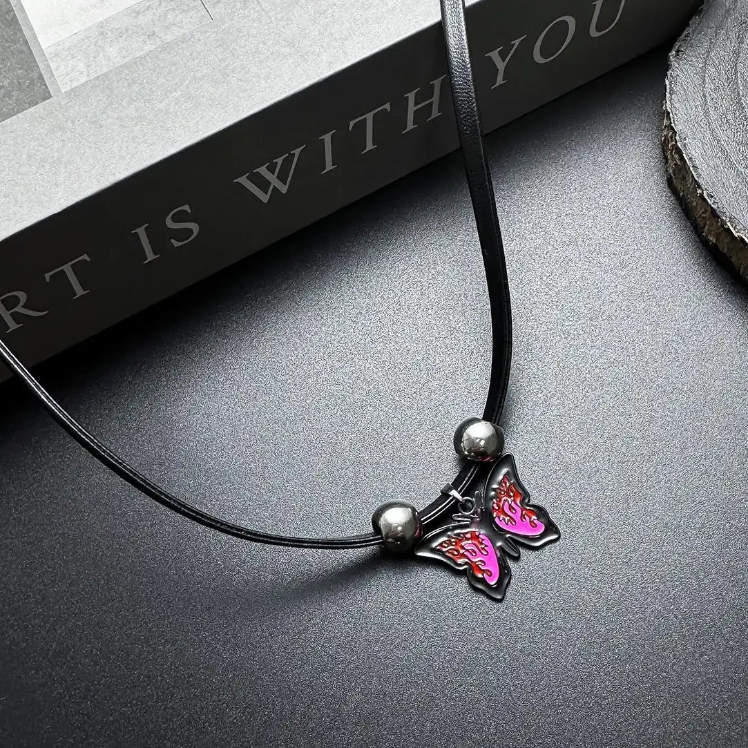 Accessories Vintage Red Butterfly Choker Necklace