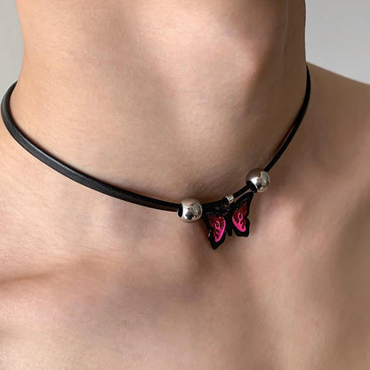 Accessories Vintage Red Butterfly Choker Necklace