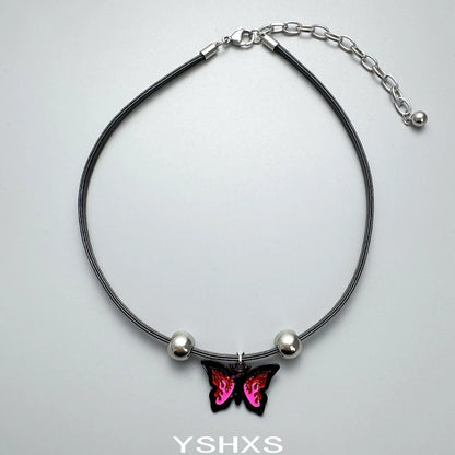 Accessories Vintage Red Butterfly Choker Necklace