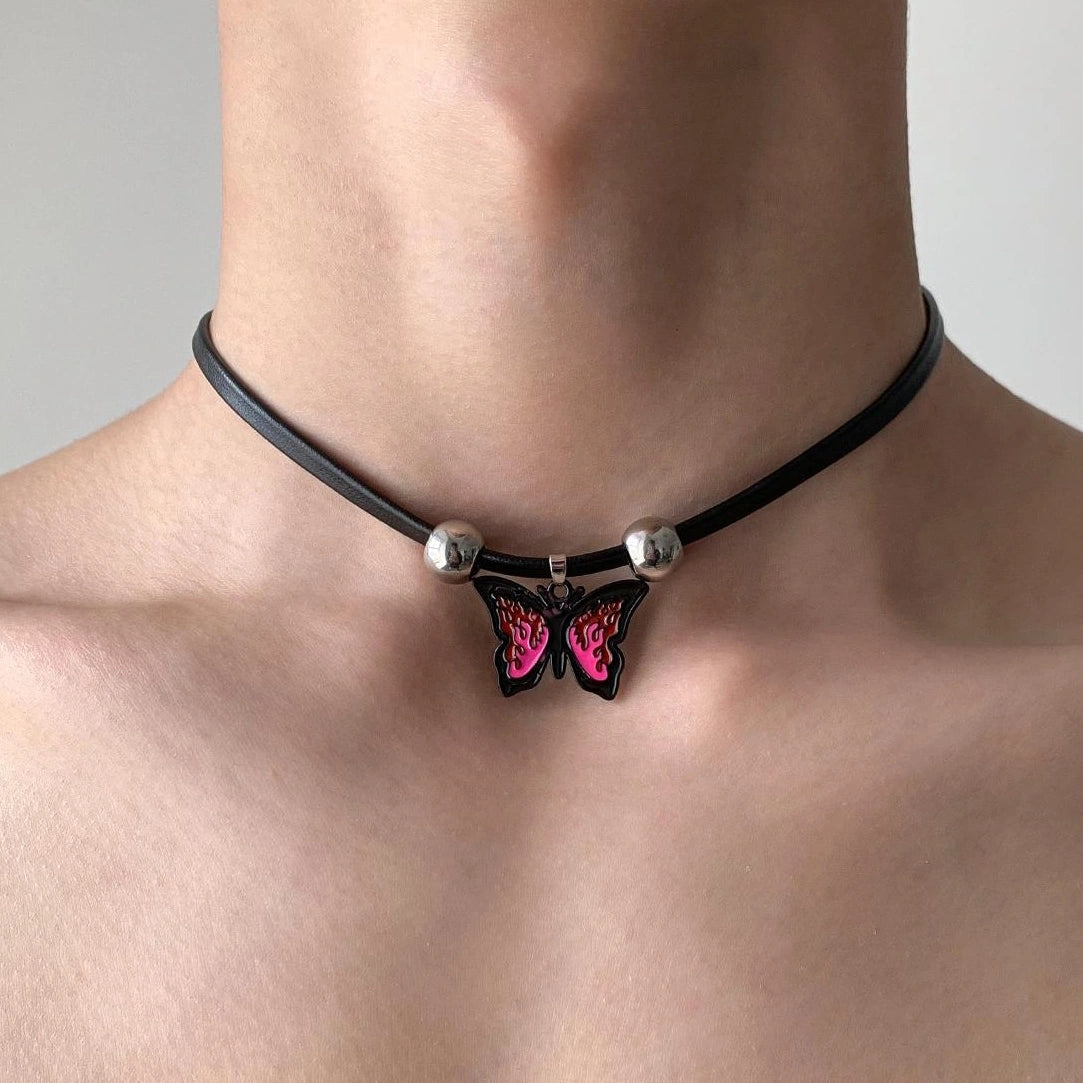 Accessories Vintage Red Butterfly Choker Necklace