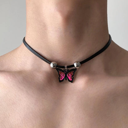 Accessories Vintage Red Butterfly Choker Necklace