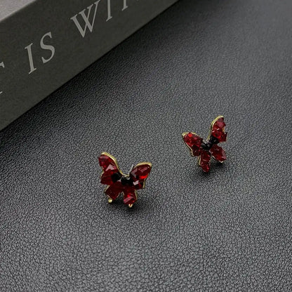 Accessories Vintage Red Crystal Butterfly Earrings