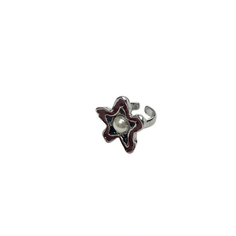 Accessories Vintage Red Floral Adjustable Open Ring