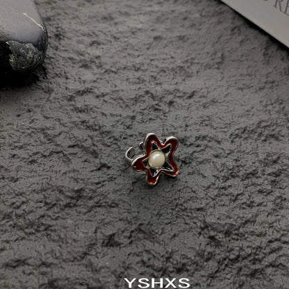 Accessories Vintage Red Floral Adjustable Open Ring