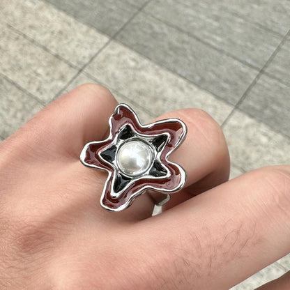 Accessories Vintage Red Floral Adjustable Open Ring