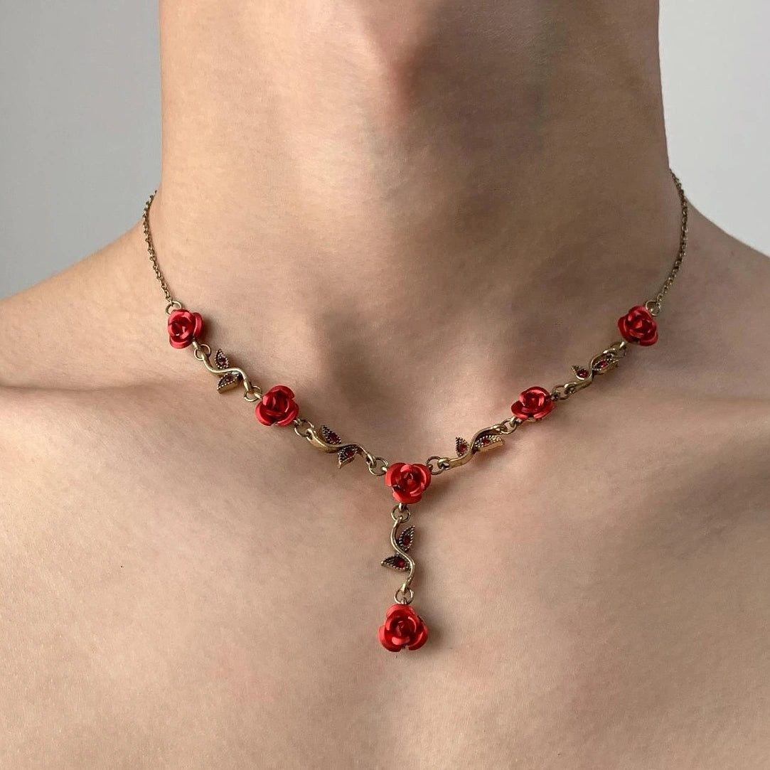 Accessories Vintage Rose Leaf Collarbone Necklace