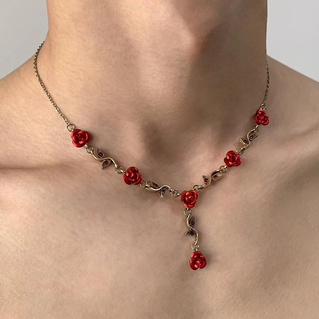 Accessories Vintage Rose Leaf Collarbone Necklace