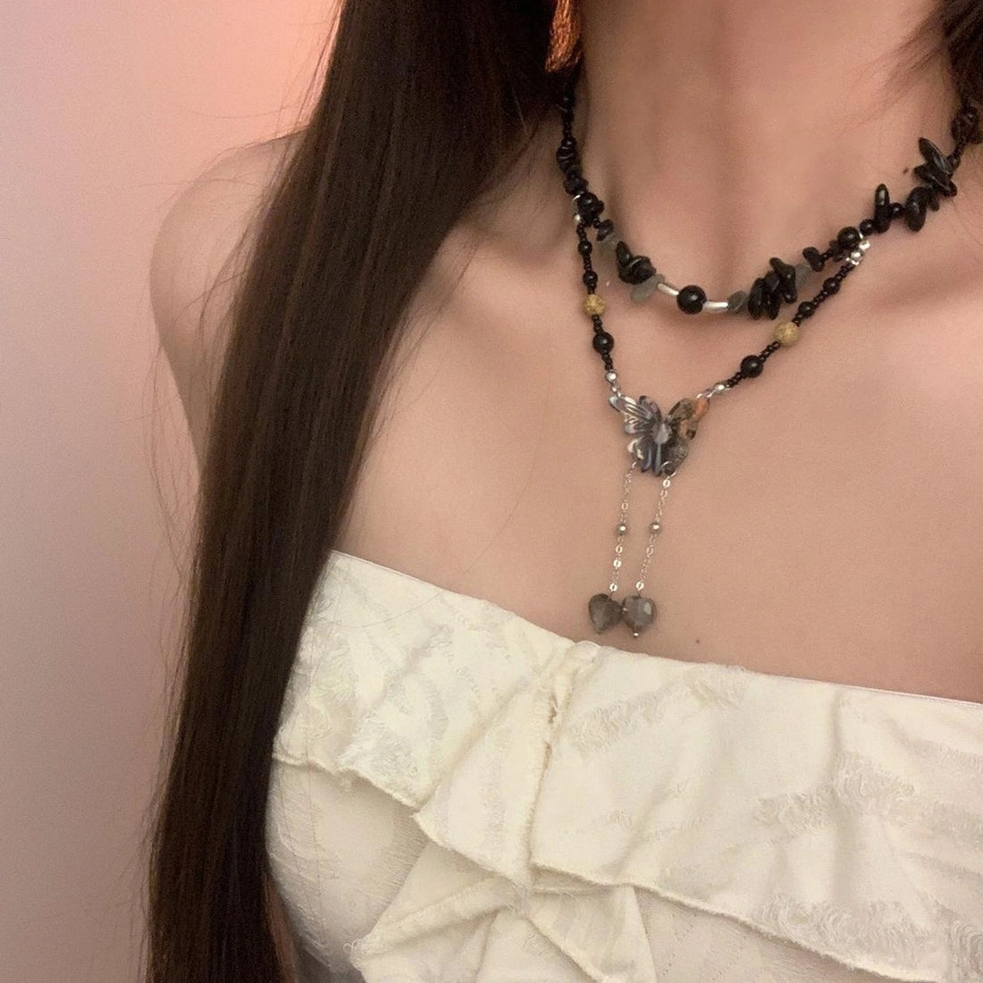 Accessories Vintage Stone Butterfly Choker Necklace